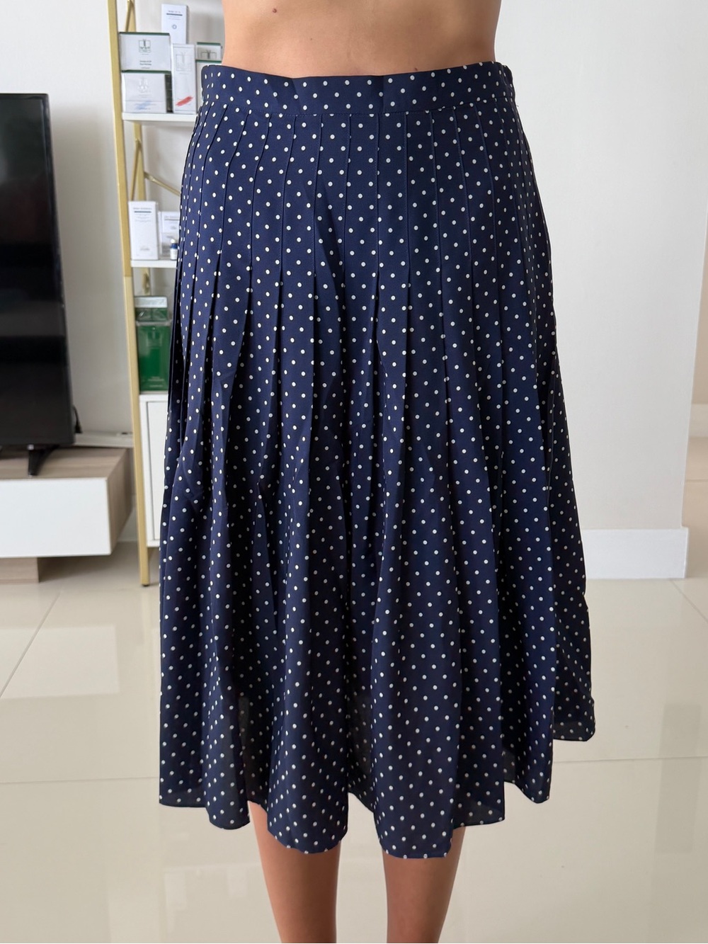 Lauren Ralph Lauren Navy Polka Dot Pleated Skirt — 4
